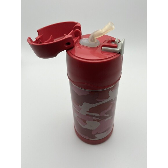 Thermos 12 oz Funtainer Pink Camo Kid’s Water Bottle With Flip Open Straw Used - Picture 4 of 6